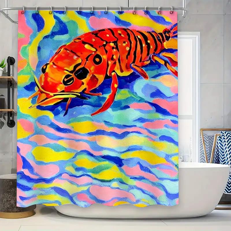 

Watercolor Lobster Shower Curtain Creative Bath Decor Modern Bathroom Decorations for Home Colorful Rainbow Design Size72x84 Inc 90x180cm