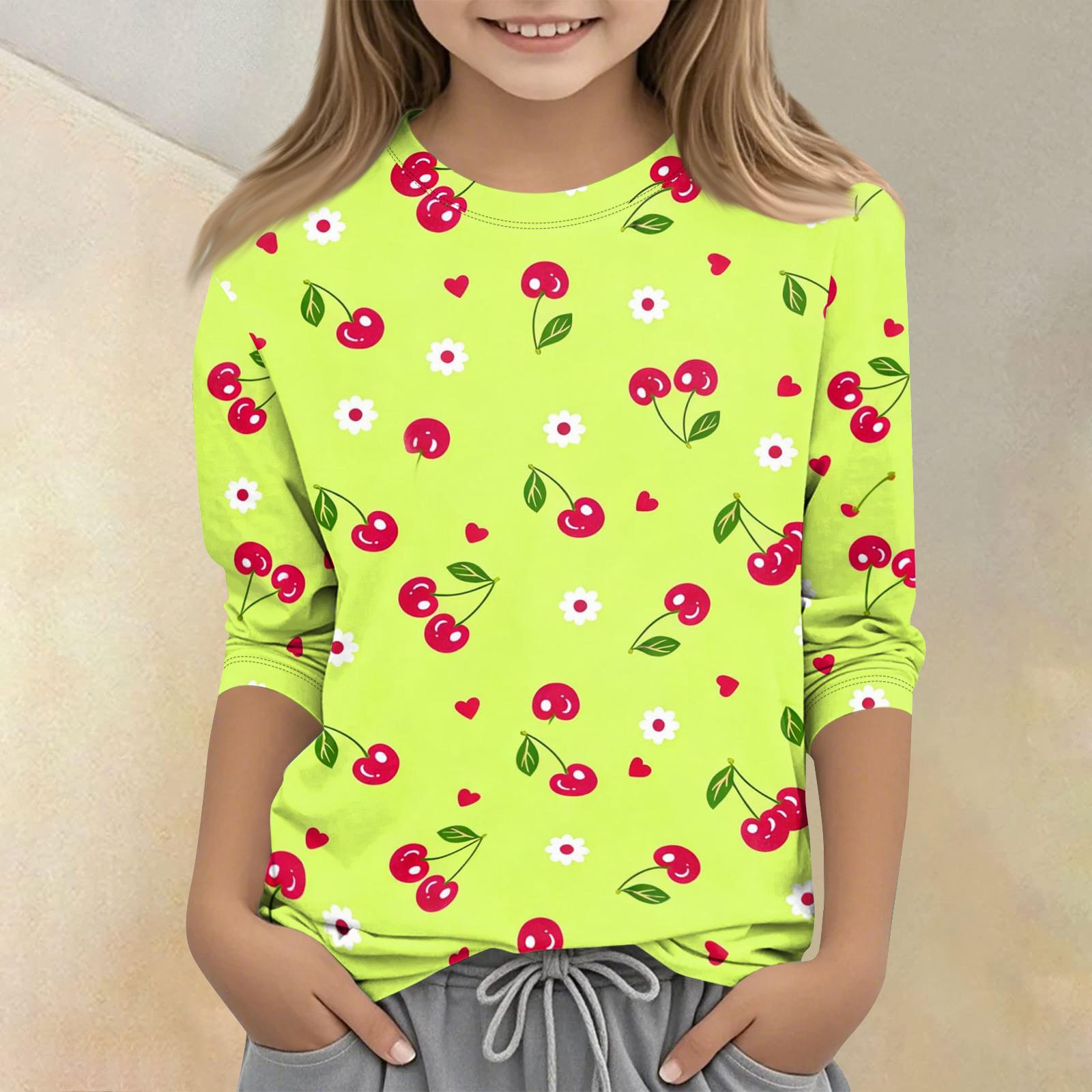 

Children s Printed Round Neck Seven Quarter Sleeve Casual T-shirt 140