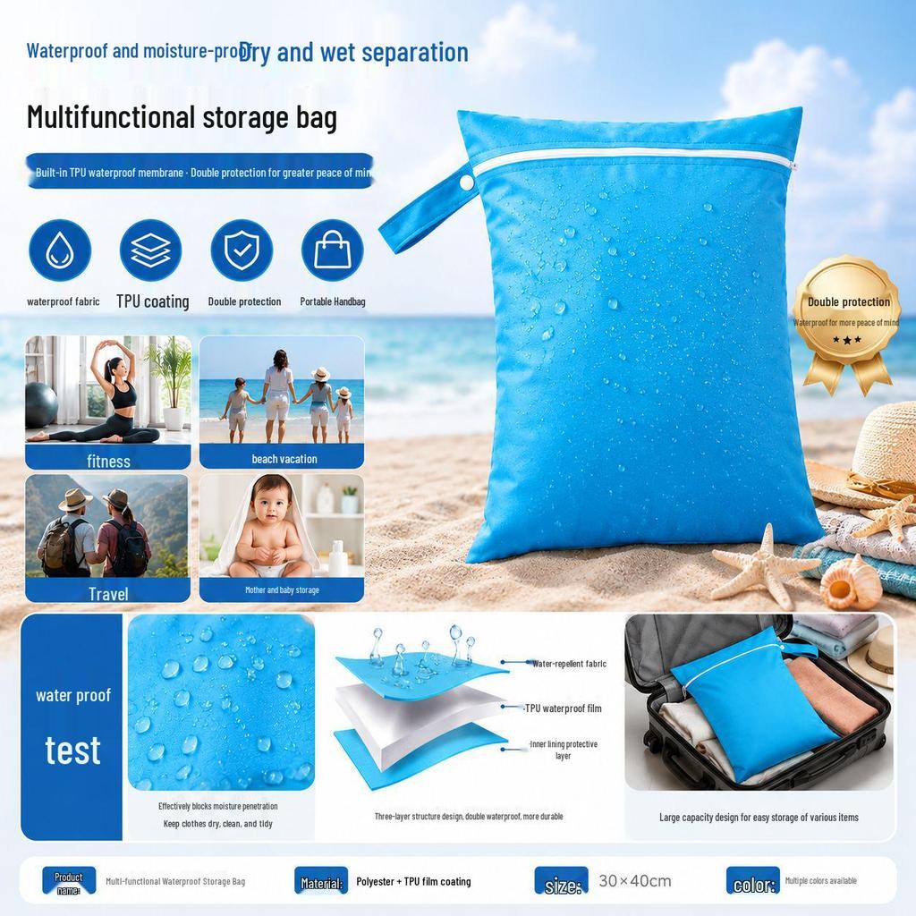 30x40 Waterproof Single Pocket Hanging Organizer Bag for Mother & Baby - Large Capacity, Travel Dirty Clothes, Moisture-Proof