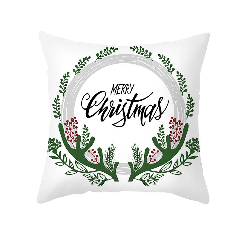 Christmas Pillow Cover Cartoon Letter Print Cushion Cover Office Sofa Pillow Cover Home
