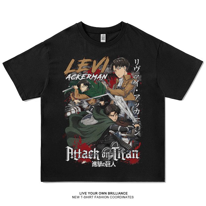 Anime Attack On Titan Trička Nadměrná Velikost Vintage Prané Shingeki no Kyojin Tričko Krátký Rukáv Manga Eren Mikasa Levi Topy Trička