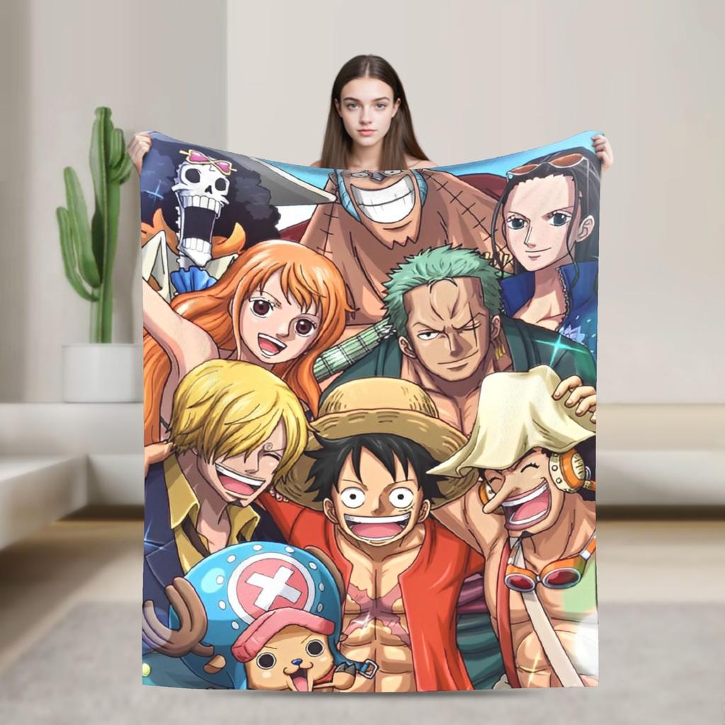 Warm Soft Blankets Decorative One Anime P-Pieces  Throw Blanket  Flannel Bedspread For Outdoor Pattern Sofa Bed Cover
