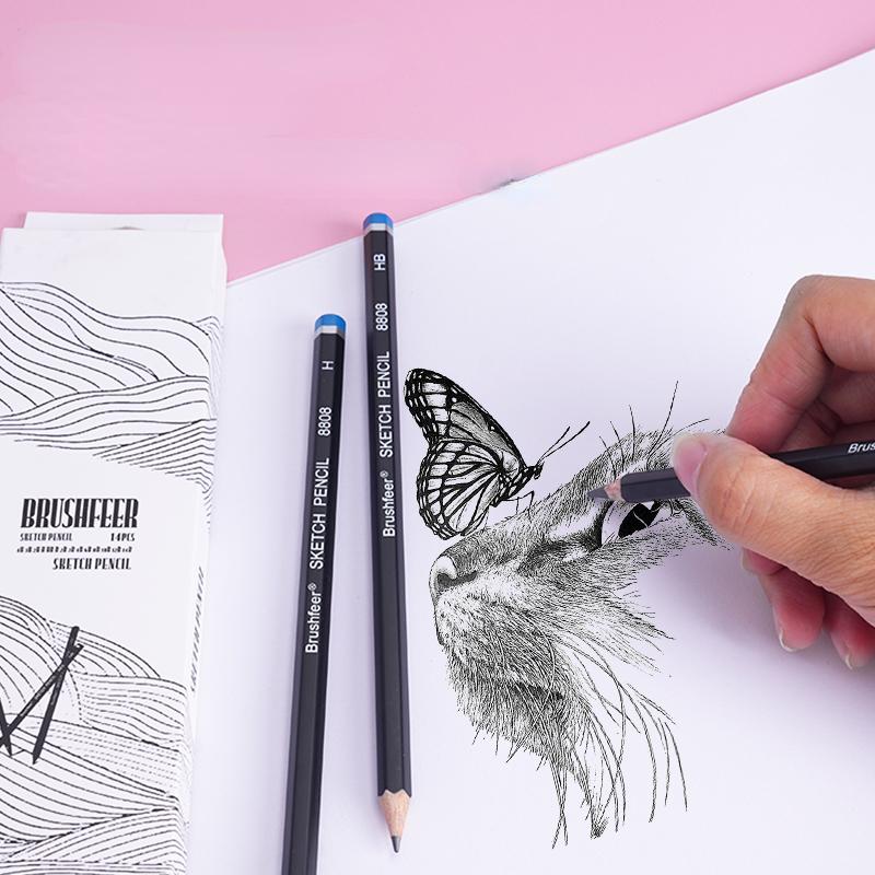 14Pcs/Set Drawing Pencil Set Wooden Professional Art Supplies Hard/Medium/Soft Sketch Charcoal Pencils Art Painting Stationery