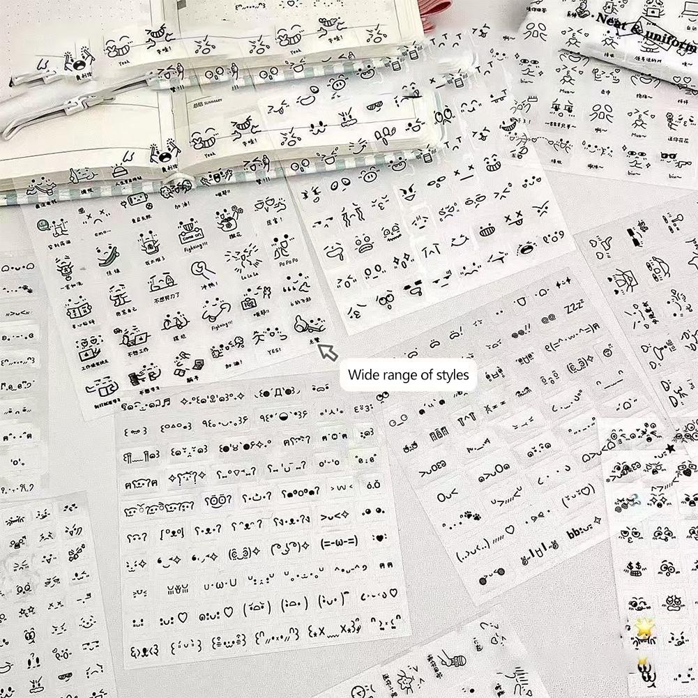 10pcs Cute Expression Scrapbook Sticker Korean Fashion Transparent Emoticon Journaling Sticker DIY Decor Sticker Kid Gift