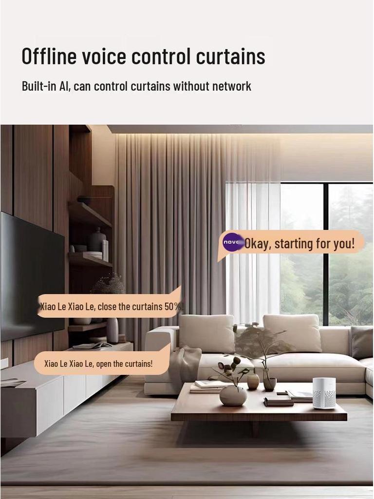 Smarter Elektrischer Vorhangmotor mit verstellbarer Lampe für Wohnzimmer, Balkon oder Schlafzimmer - Nordische Verdunkelungsvorhänge