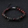 Luxury Tiger Eye Stone Beads Man Bracelet Leopard Head Charms Women Bracelets Couple Jewelry Christmas Gift