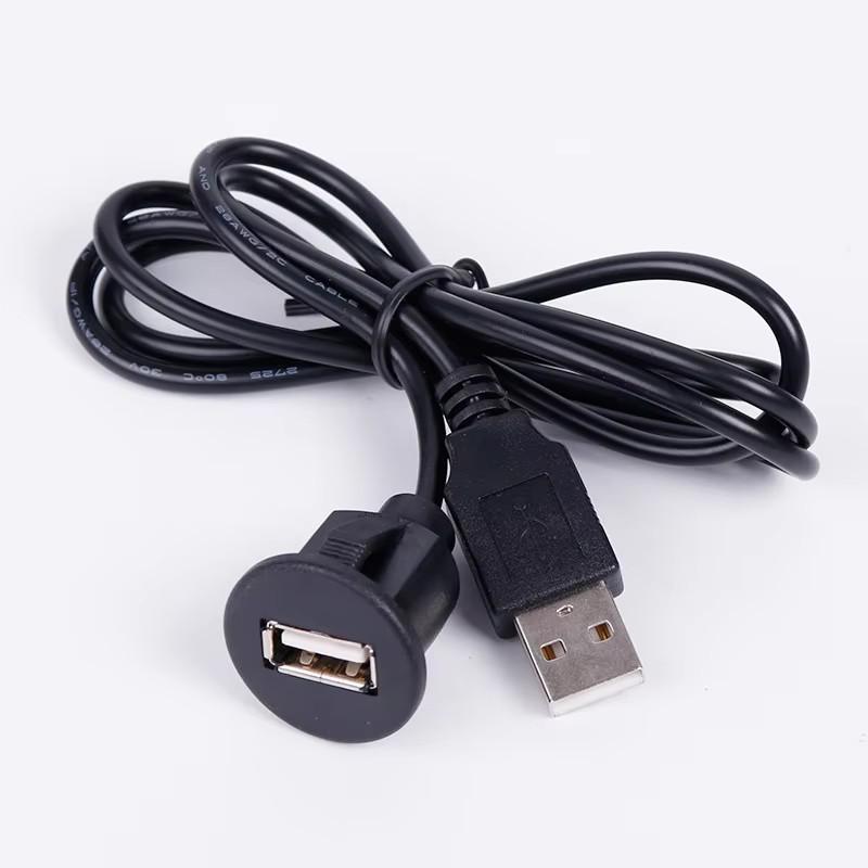 Universal Car Charger USB Cable12V/24V Round Head Female To USB Male Extension Cord for iPhone Android Phone Refrigerator Camera Power Adapter