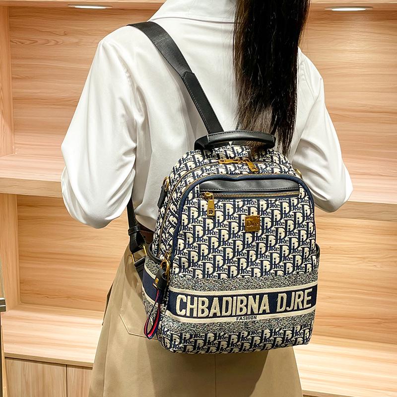 

2025 Легкий Рюкзак Большой Вместимости Повседневный Жаккардовый с Вышивкой для Мужчин и Женщин синий