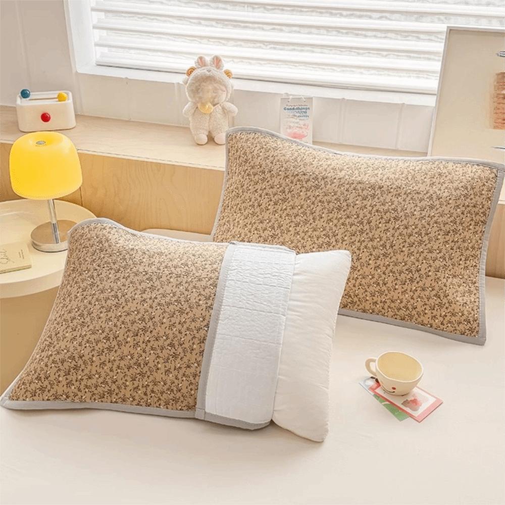 Cute Cartoon Printing Cotton Pillowcase Double-Layer Quilted Pillow Cover Skin-friendly Washable Cushion Cover Dormitory