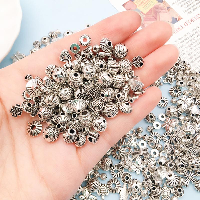 Retro Antique Tibetan Silver Spacer Beads for DIY Jewelry - Large Hole Alloy Beads for Bracelets & Necklaces