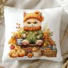 Cartoon Cat Pattern Square Polyester Pillowcase Sofa Living Room Decorative Cushion Cover Bedroom Bedside Pillow Cover