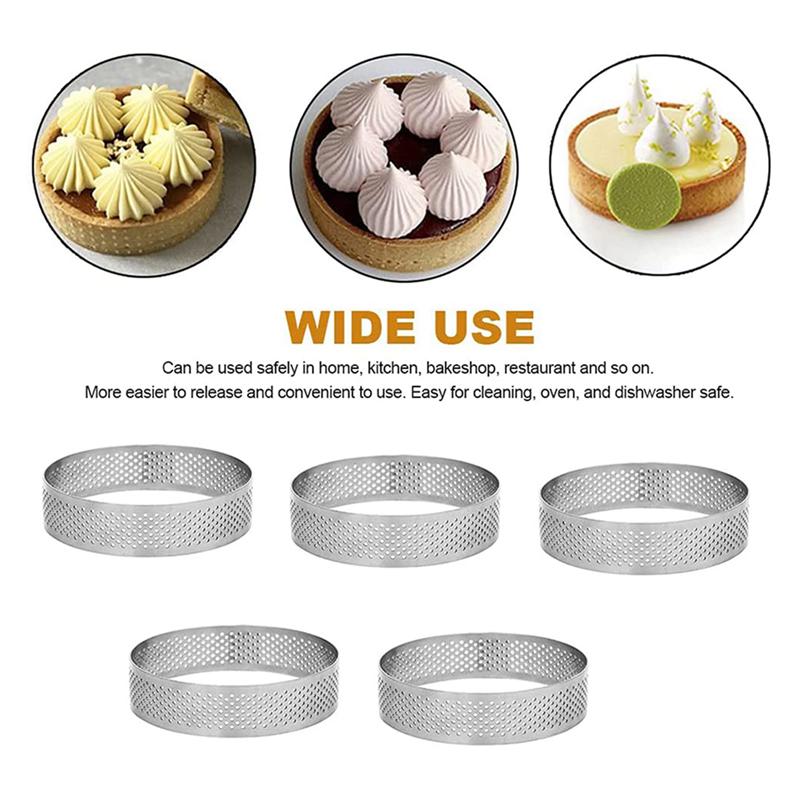 Cake Ring Molds, 30Pcs Stainless Steel Porous Tart Ring, Perforated Pie Cake Ring Mold, Cake Mousse Ring With Holes 7Cm-B61B