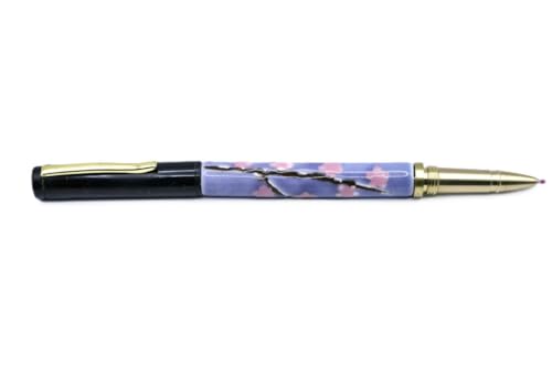 Kiyoteru Craft Porcelain Cap-Style Ballpoint Pen, Cherry Blossom Design, Wisteria Purple, CLJ_TBP_211