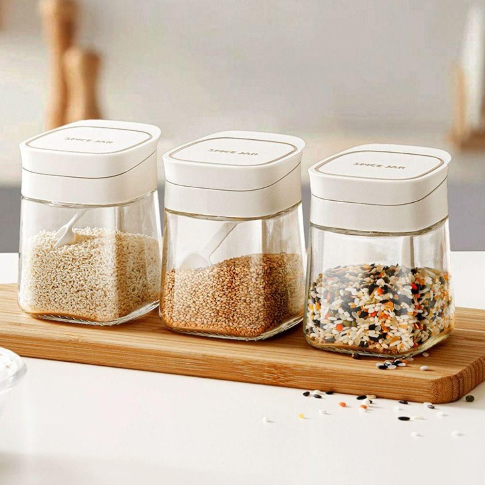 With Handle Kitchen Seasoning Box Safety Seasoning Storage Box Glass Seasoning Jar Household