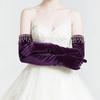 Solid Color Velvet Long Gloves Rhinestone Tassel Evening Dress Gloves  Dress-Up  Accessories