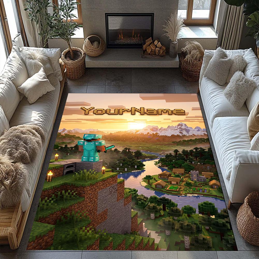 Minecraft 57 Customize Text Floor Rug Office Rug Suitable for Outdoor Balcony Dining Room Bedrooms Antislip Carpet Anime Office Decor