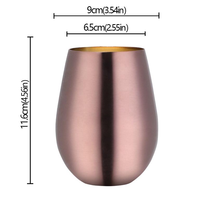 500ml Stainless Steel Single Layer Titanium Plating Wine Glasses Beer Milk Cup Drinking Mug Big Belly Water Cup Bar Supplies