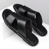 Men Black Leather Slippers Handmade Simple Flats Summer Brown Roman Sandals Open Toe Beach Shoes Plus Size