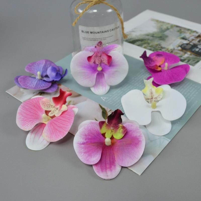 Butterfly Orchid Artificial Flowers Hot selling items for christmas Wedding Bridal Headwear hair clips Diy gift decoration