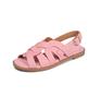 Fashion New Summer Sandals Split Leather Round Toe Sandals for Women Fashion Buckle Low Heel Sandals Ladies Shoes Women Gladiator Shoes