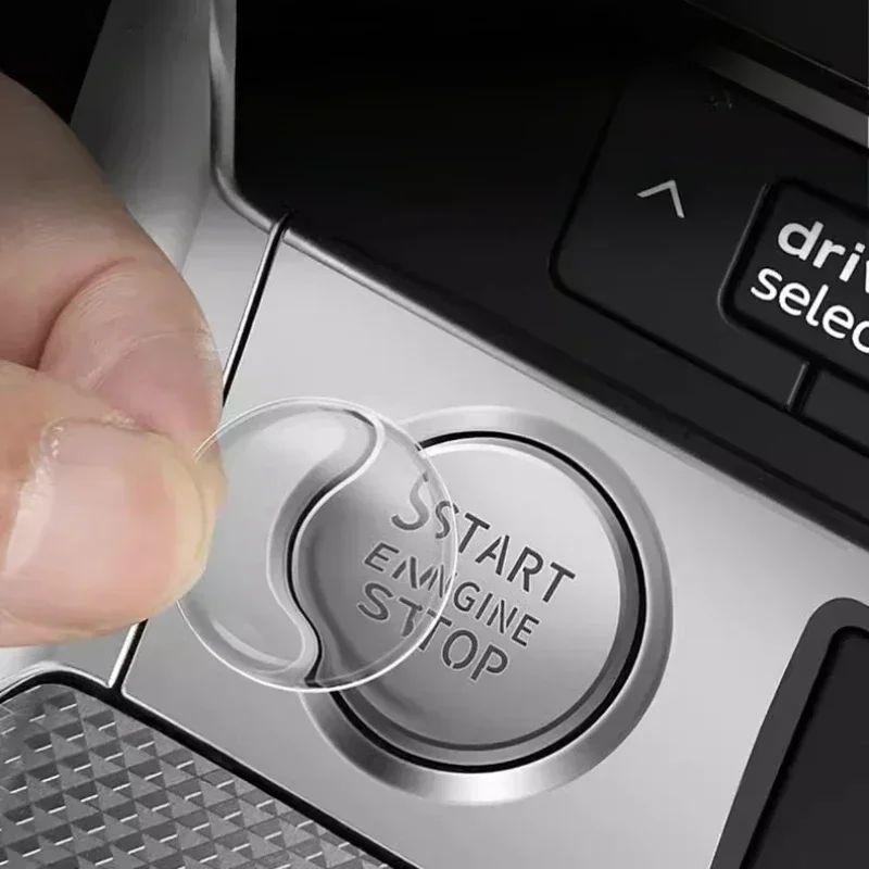1pc Car Interior Clear Crystal-clear Epoxy Engine Ignition Start Stop Switch Push Button Sticker Cover Trim Invisible Protective Film Accessories