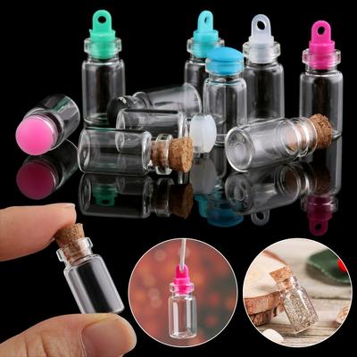 5/10pcs Small Drift Bottle Glass Jars Decoration DIY Containers Mini  Message Vials Ornament Cork Stopper Rainbow Wishing Bottle