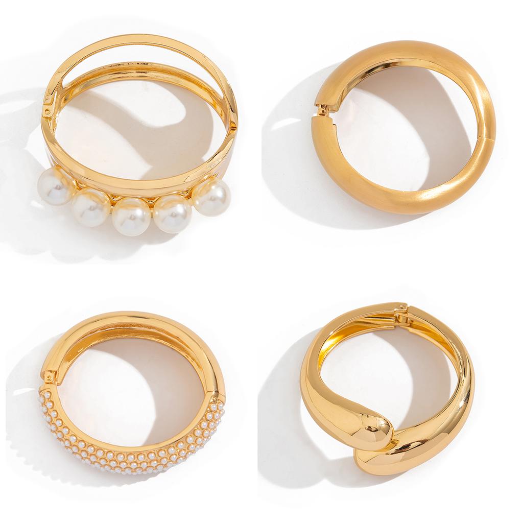 Ingemark Punk Hip Hop Irregular Metal Bangles for Women 2025 Trend Vintage Gold Color Water Drop Spring Bracelets Men Jewelry