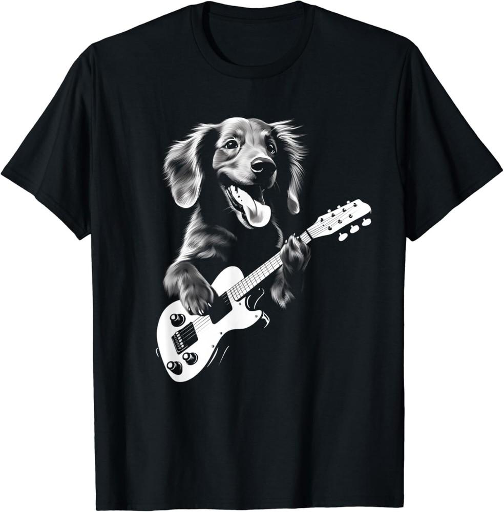

Dachshund Playing Guitar - Funny Guitar Dog Gift Unisex T-Shirt XL