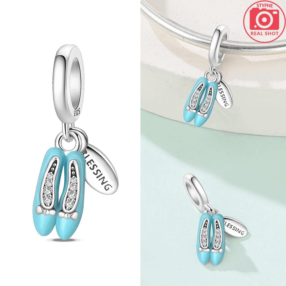 Charms Copper Original Blue Zircon Swan Pendant Butterfly Shoes Bead Fit Bracelet Women Jewelry Diy Accessory Gift