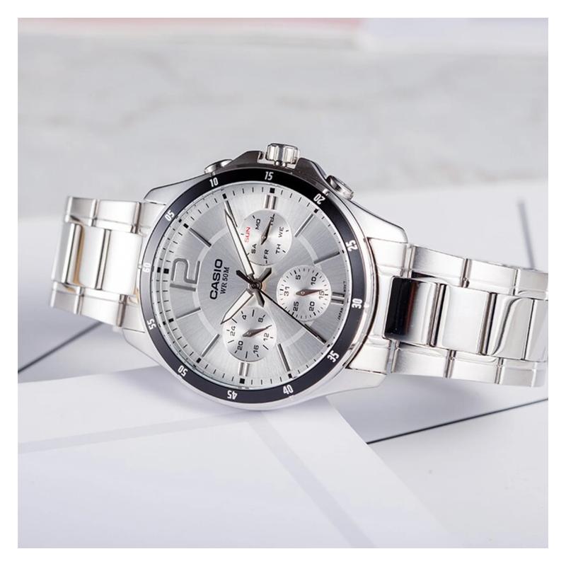 Casio STANDARD Series Business Simple Waterproof Quartz Movement Stainless Steel Strap Japanese and Korean Watch Men's Watch Silver MTP-1374D-7AV