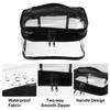 VOCOSTE Double Layer Makeup Cosmetic Travel Clear Toiletry Bag for Black Bag, Case, Women,