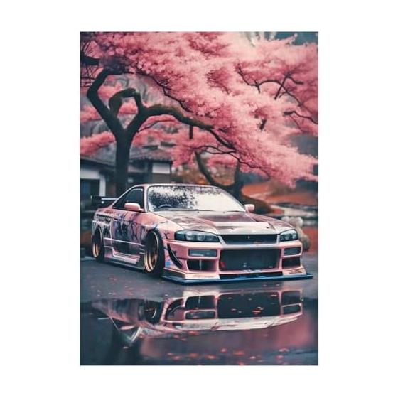 JISHSHAY Diamond Art Kit 30x40cm Diamond Art Car Bead Art Advanced 5D Diamond Art Cherry Blossom DIY Diamond Painting Racing Beginner Diamond Art