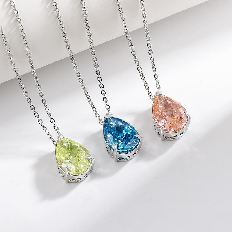 Caibao Ice Flower Cut High Carbon Diamond Pear Shaped Pendant Fashionable, Simple, Light Luxury Water Drop Necklace