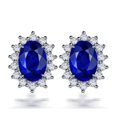 European and American Fashion Simplicity Classic Noble Temperament Sapphire Earrings Fully Set with Ear Accessories