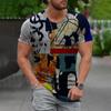 Men's Summer Casual 3D Printed Short Sleeve Round Neck Top T-shirt Blouse