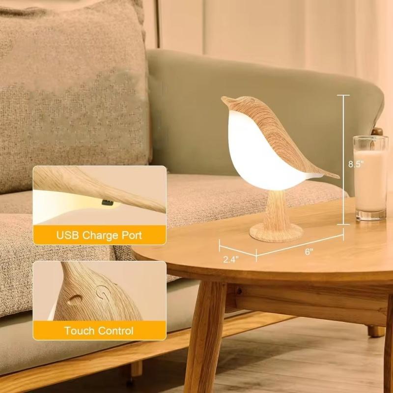 Small Desk Lamp, Bird Lamp Bedside Lamps with 3 Color Temperature and Touch Sensor,Cordless Lamp Kids Night Light
