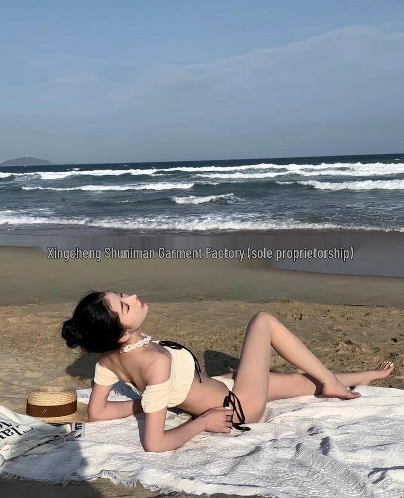 High-End Color Block Slimming Bikini for Women - Ins Style Pure Desire Swimsuit