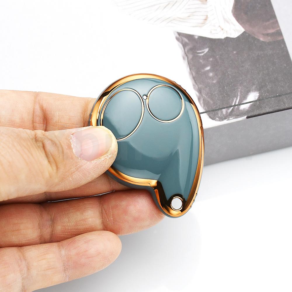 

2 Buttons Gold Edge Tpu Shell Fob Car Remote Key Case Cover Fit For Toyota / Cobra Alarm 7777 / 1046 / 3193 / 7928 / 8188