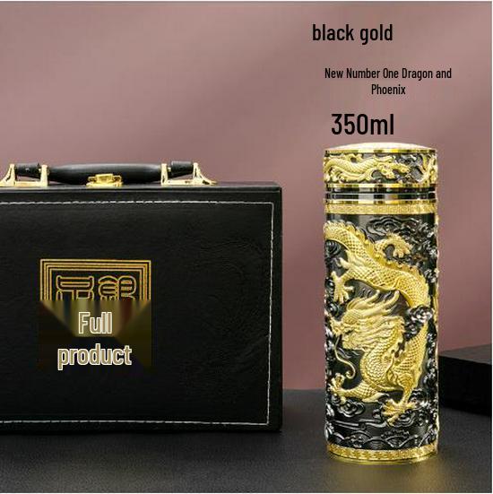 Reinsilber 9999 Thermalwasserbecher - Neun Drachen, Hundert Segnungen, Drachen & Phönix Design