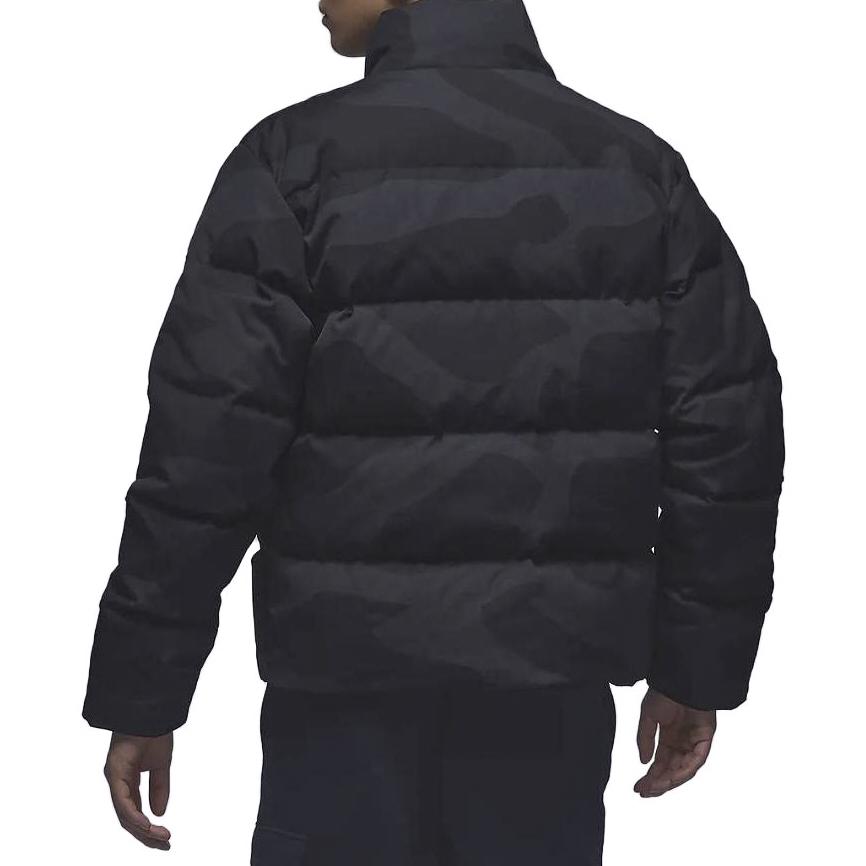 Jordan Flight Heritage Solid Color Stand Collar Zip-Up Casual Down Jacket Men Outerwear Black FB6989-045