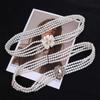 Jeans Metal Buckle Elastic Flower For Girls Korean Belt Faux Pearl Women Waistband Dress Decoration