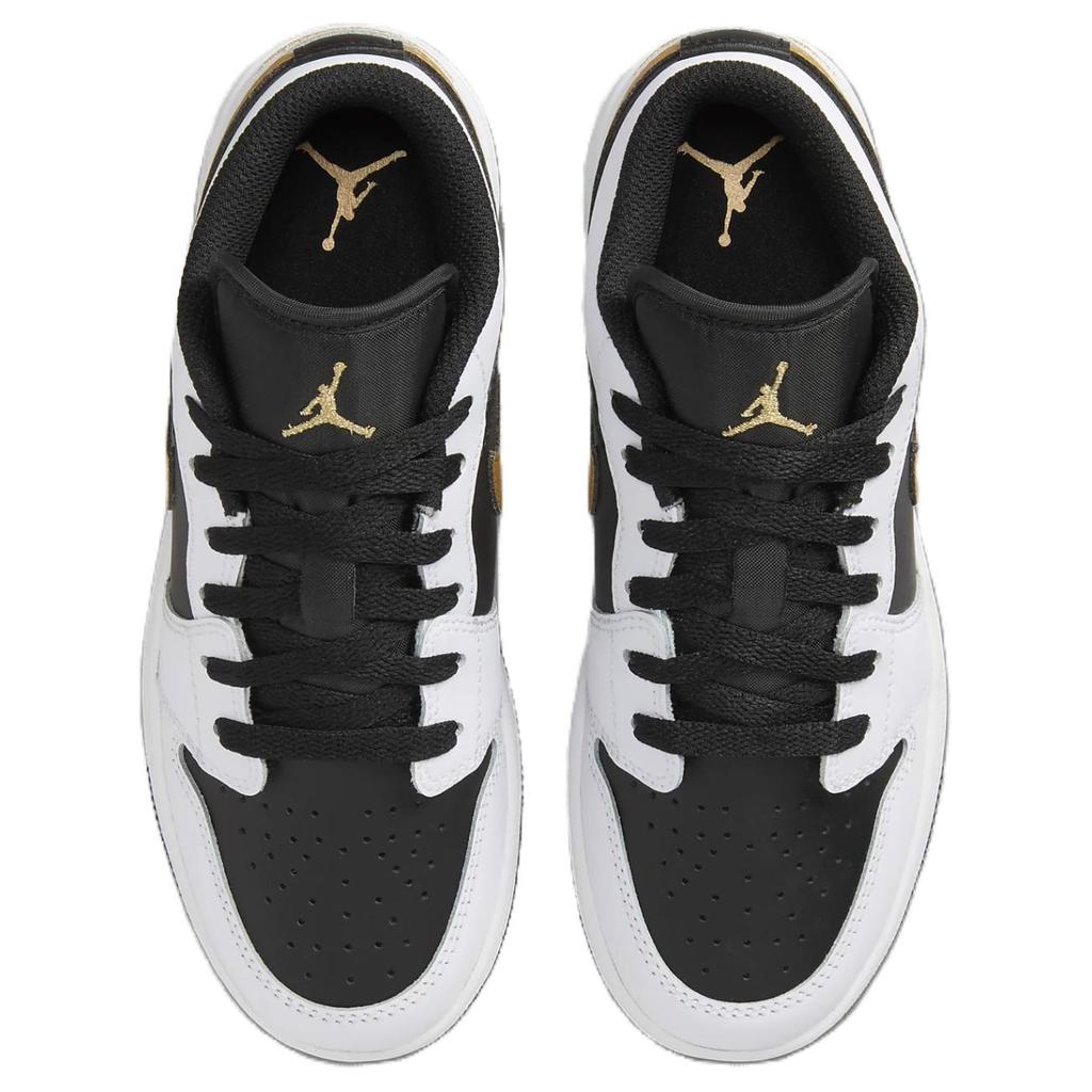 (GS) Air Jordan 1 Low 'White Black Metallic Gold Swoosh' Kids' 553560-172