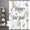 Happy New Year Shower Curtain, Bathroom Decorative Shower Curtain, Waterproof Shower Curtain with Hooks