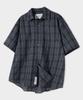 LEMAIN SECOND Check Oversized Short Sleeve Shirt [Charcoal]