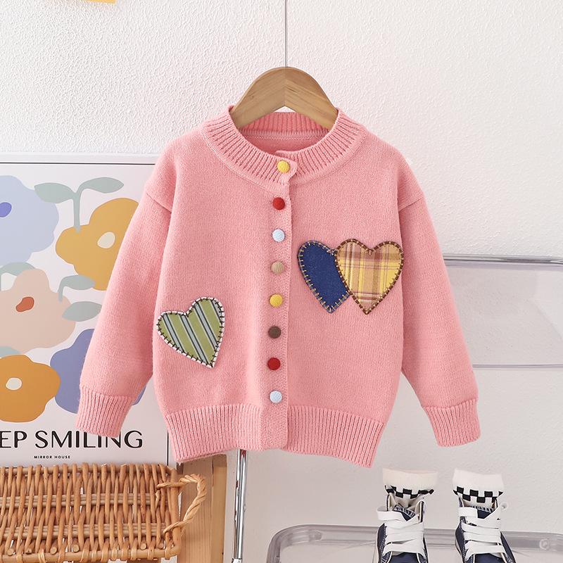 2025 Spring Heart Pattern Sweater for Girls - Versatile Knitwear for Kids