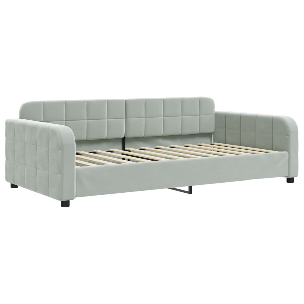 Vidaxl Sofa with Sleeping Function, Light Gray, 100X200 Cm, Upholstered In Velvet