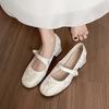 173-3 French Retro Mary Jane Shoes With Thick Heels Chinese Style Light Mouth High Heels Women