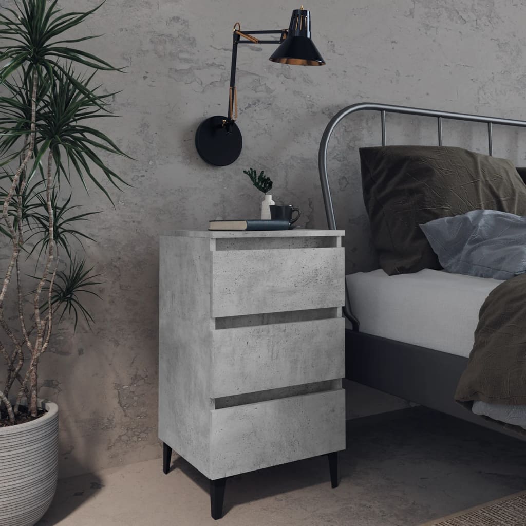 Nightstand with Metal Legs Concrete Grey 40 X 35 X 69 Cm