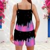 Women Plus Size Camouflage Leaf Printed Scoop Neck Strappy Tank Top Shorts Two Piece Set