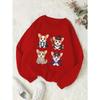 Sweatshirt with a Round Neck for Girls Featuring Four Corgis Celebrating Halloween